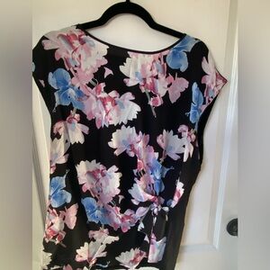Vince Camuto Black Top with Pink and Blue Floral Design